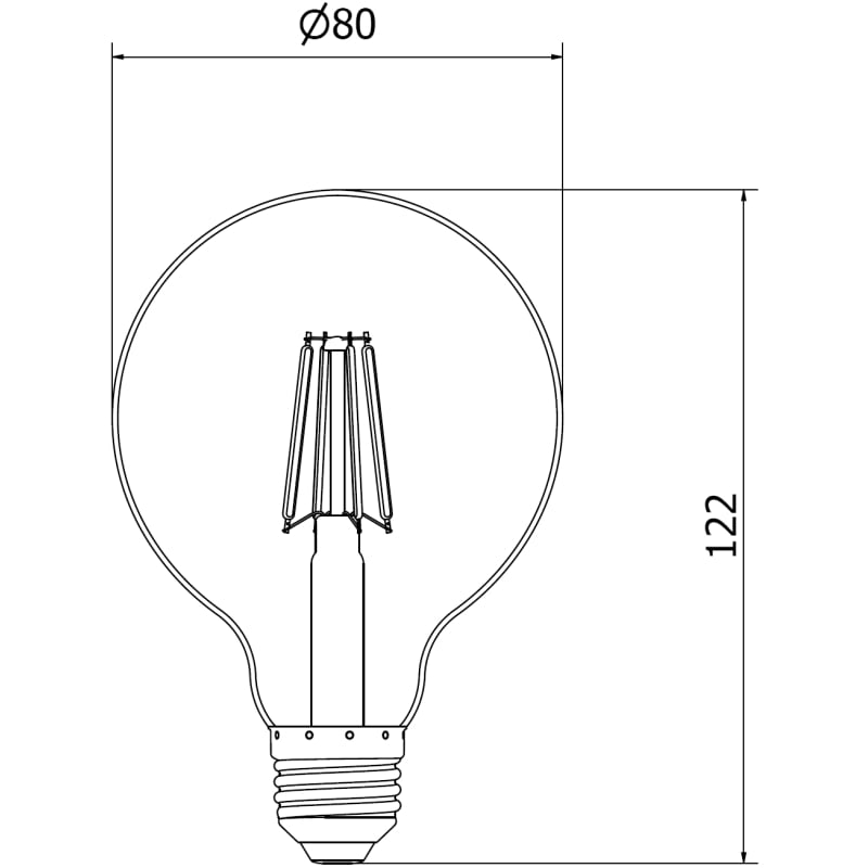 Mexen Vintis 10x žiarovka filament LED E27, G80, 4W, Teplá - 2700K, 470 lm, číra - L155-E27-0427-00x10