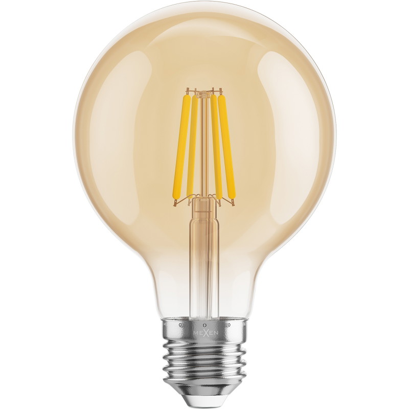 Mexen Vintis 10x žiarovka filament LED E27, G80, 4W, Teplá - 2700K, 400 lm, jantárová - L155-E27-0427-50x10