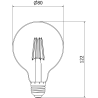 Mexen Vintis 10x žiarovka filament LED E27, G80, 6W, Teplá - 2200K, 450 lm, dymová - L155-E27-0622-70x10