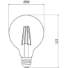 Mexen Vintis 6x LED žiarovka vlákno E27, G80, 8W, Teplá - 2700K, 1055 lm, číra - L155-E27-0827-00x06