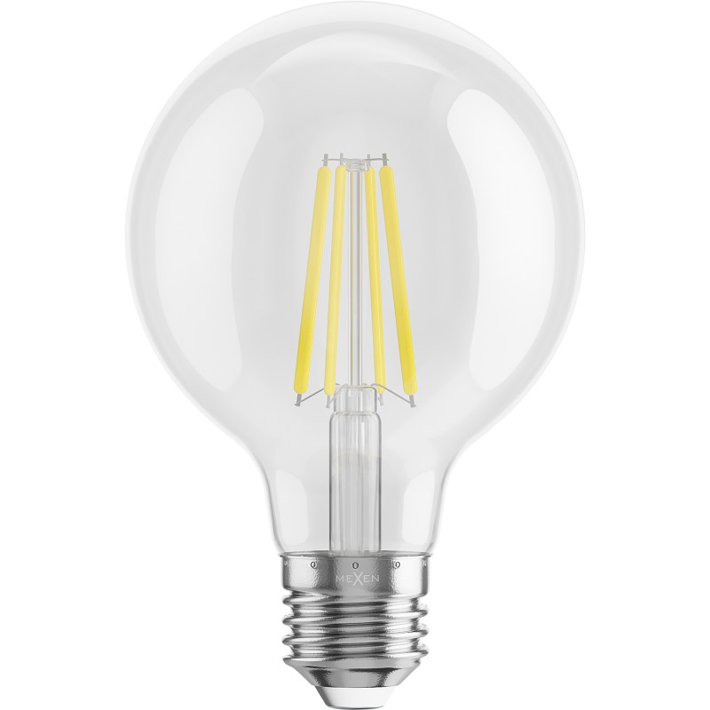 Mexen Vintis 6x Žiarovka filament LED E27, G80, 8W, Neutrálna - 4000K, 1055 lm, číra - L155-E27-0840-00x06