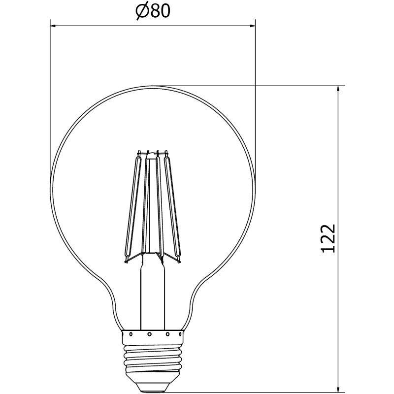 Mexen Vintis 10x žiarovka filament LED E27, G80, 8W, Neutrálna - 4000K, 1055 lm, číra - L155-E27-0840-00x10