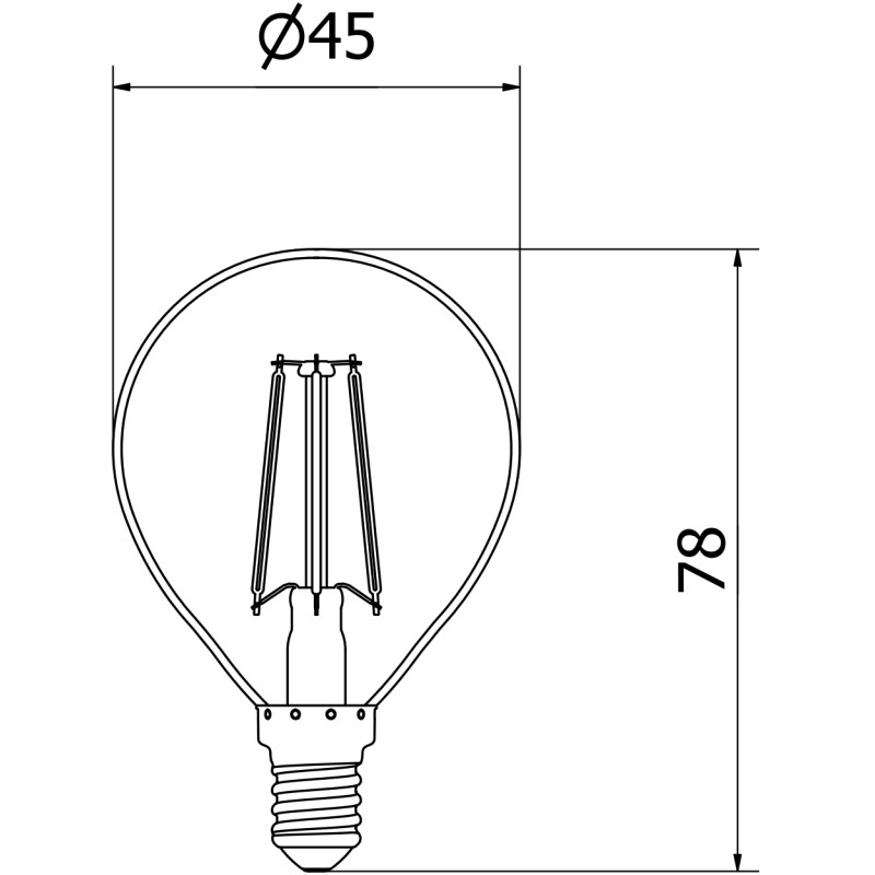 Mexen Vintis 3x Žiarovka filament LED E14, G45, 4W, Neutrálna - 4000K, 470 lm, číra - L156-E14-0427-00x03