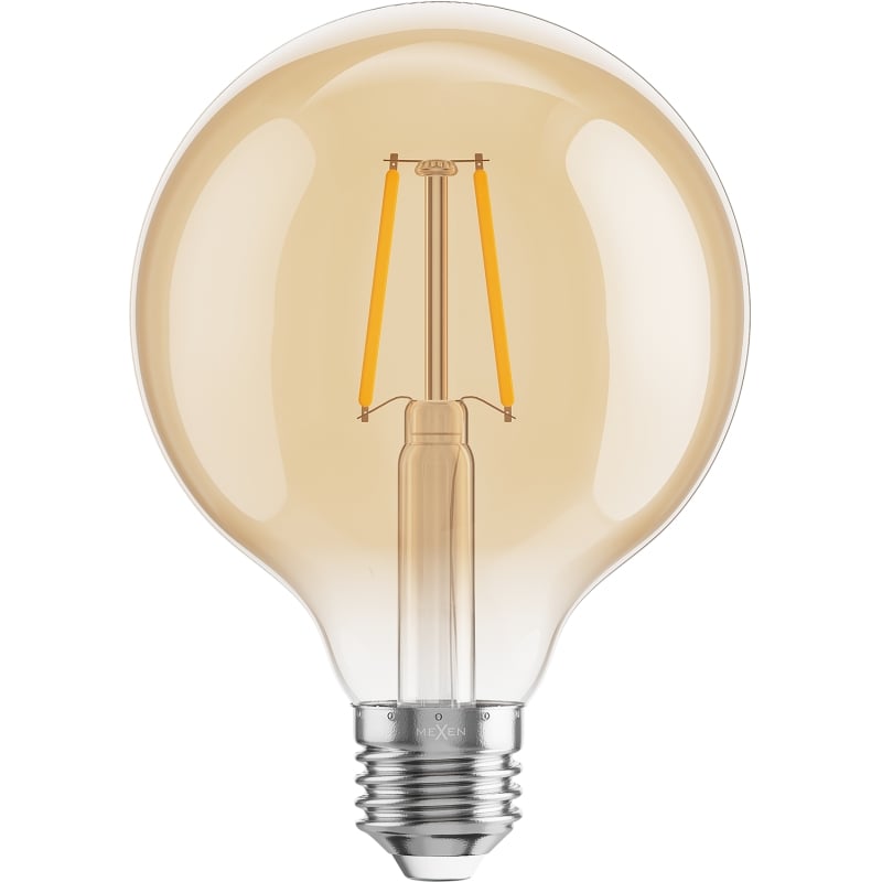 Mexen Vintis 3x Žiarovka filament LED E27, G95, 2W, Teplá - 2200K, 180 lm, jantárová - L157-E27-0222-50x03