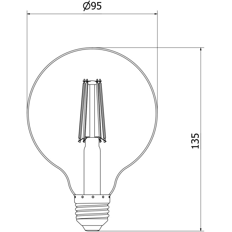 Mexen Vintis 3x LED žiarovka filament E27, G95, 8W, Teplá - 2200K, 600 lm, smoke - L157-E27-0822-70x03