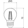 Mexen Vintis 6x LED žiarovka filament E27, G45, 4W, Studená - 6500K, 470 lm, číra - L156-E27-0465-00x06