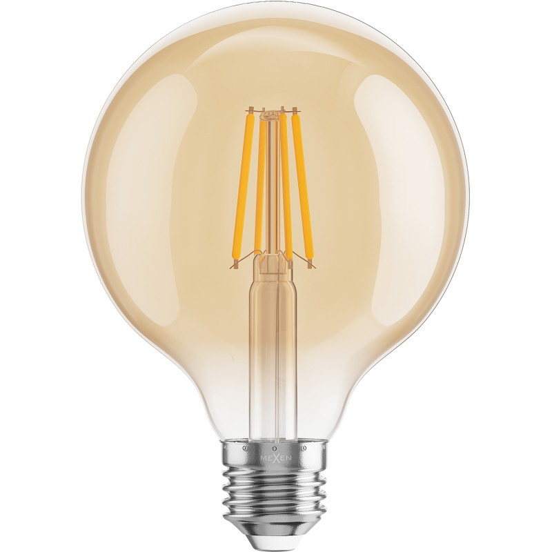 Mexen Vintis 6x LED vláknová žiarovka E27, G95, 4W, Teplá - 2200K, 400 lm, jantárová - L157-E27-0422-50x06