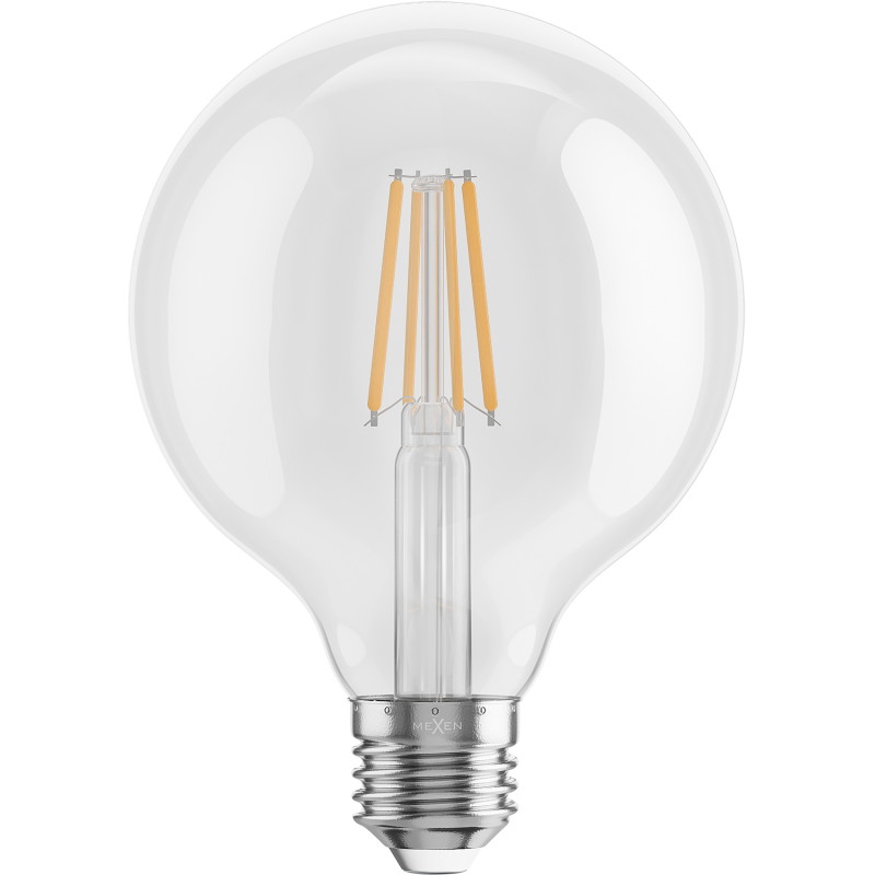 Mexen Vintis 6x Žiarovka filament LED E27, G95, 4W, Teplá - 2700K, 470 lm, číra - L157-E27-0427-00x06