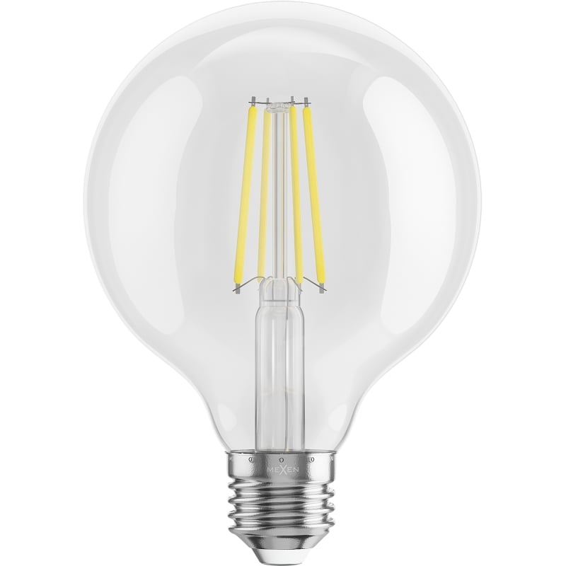 Mexen Vintis 6x LED žiarovka filament E27, G95, 8W, Neutrálna - 4000K, 1055 lm, číra - L157-E27-0840-00x06
