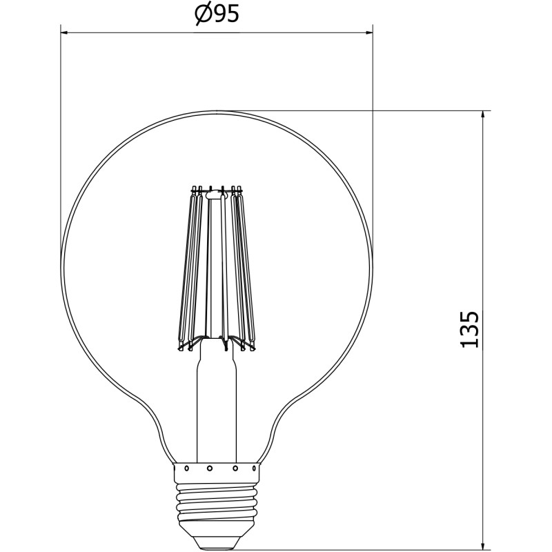 Mexen Vintis 10x Žiarovka filament LED E27, G95, 10W, Teplá - 2700K, 1320 lm, číra - L157-E27-1027-00x10