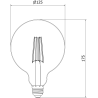 Mexen Vintis 6x Žiarovka filament LED E27, G125, 8W, Teplá - 2700K, 680 lm, smoke - L158-E27-0827-70x06