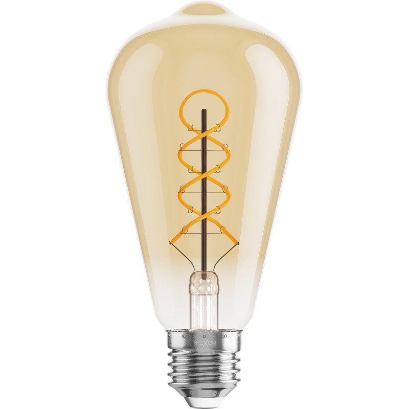 Mexen Vintis 3x žiarovka filament špirála LED E27, ST64, 6W, Teplá - 2200K, 530 lm, jantárová - L162-E27-0622-50x03