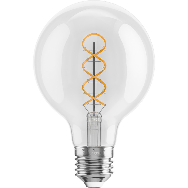 Mexen Vintis 3x Žiarovka filament špirála LED E27, G80, 6W, Teplá - 2700K, 630 lm, clear - L165-E27-0627-00x03