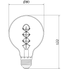 Mexen Vintis 3x LED filament žiarovka špirála E27, G80, 6W, Teplá - 2700K, 400 lm, dymová - L165-E27-0627-70x03