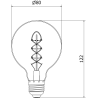 Mexen Vintis 3x Žiarovka filament špirála LED E27, G80, 8W, Teplá - 2700K, 650 lm, amber - L165-E27-0827-50x03