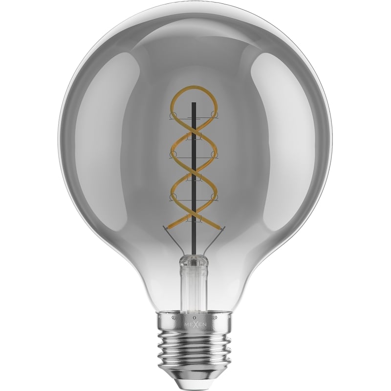 Mexen Vintis 3x Žiarovka filament špirála LED E27, G95, 4W, Teplá - 2200K, 220 lm, dymová - L167-E27-0422-70x03