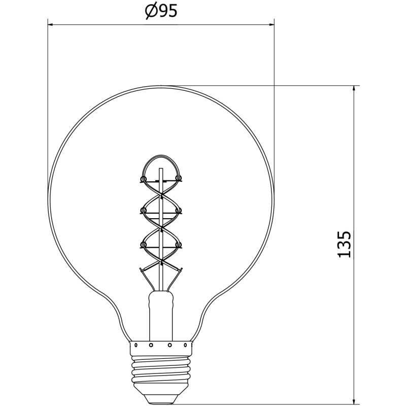 Mexen Vintis 3x žiarovka filament špirála LED E27, G95, 8W, Teplá - 2200K, 450 lm, dymová - L167-E27-0822-70x03