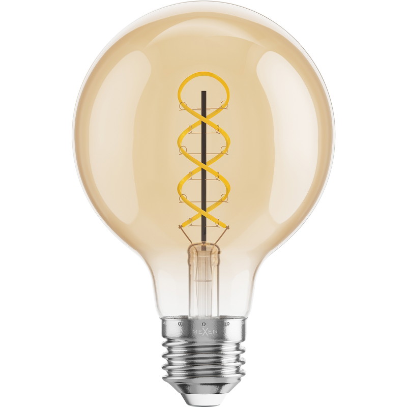 Mexen Vintis 10x žiarovka filament špirála LED E27, G80, 2W, Teplá - 2200K, 170 lm, jantárová - L165-E27-0222-50x10