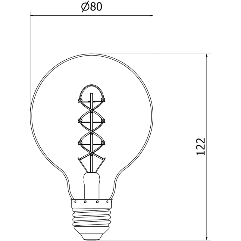Mexen Vintis 6x LED žiarovka dekoratívna špirála E27, G80, 4W, Teplá - 2700K, 420 lm, clear - L165-E27-0427-00x06