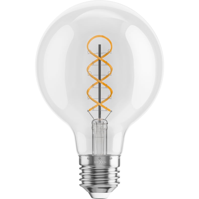Mexen Vintis 10x žiarovka filament špirála LED E27, G80, 4W, Teplá - 2700K, 420 lm, číry - L165-E27-0427-00x10