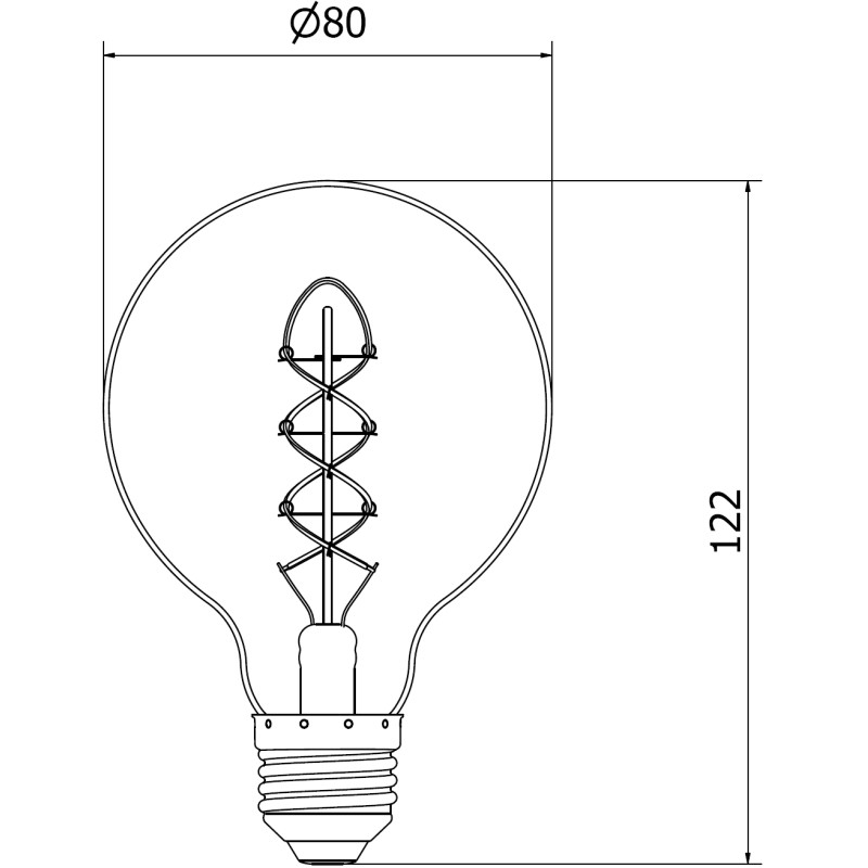 Mexen Vintis 6x žiarovka filament špirála LED E27, G80, 8W, Teplá - 2700K, 510 lm, dymová - L165-E27-0827-70x06