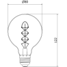 Mexen Vintis 10x Žiarovka filament špirála LED E27, G80, 8W, Teplá - 2700K, 510 lm, smoke - L165-E27-0827-70x10