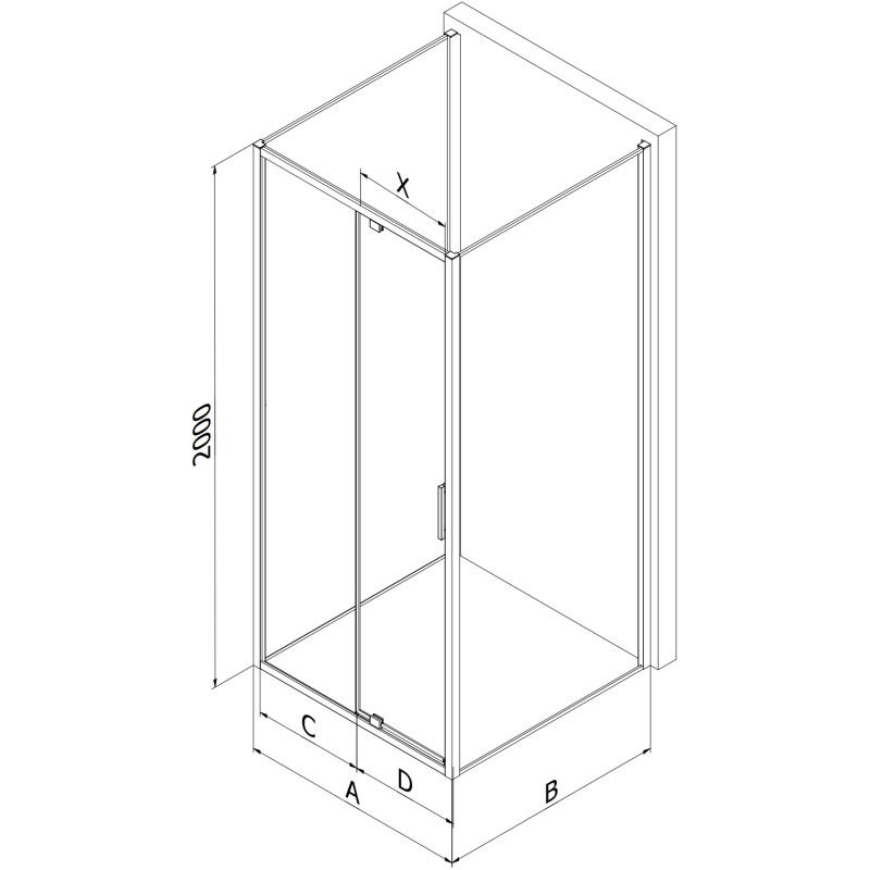 Mexen Exo-R 3S 3-stenný otvárateľný sprchový kút 110 x 85 cm, transparentný, chróm - 819-110-085-01-00-3S