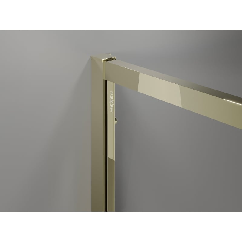 Mexen Exo-3S Trojstranná sprchová kabína s otváracími dverami 120 x 85 cm, transparentná, zlatá - 819-120-085-50-00-3S