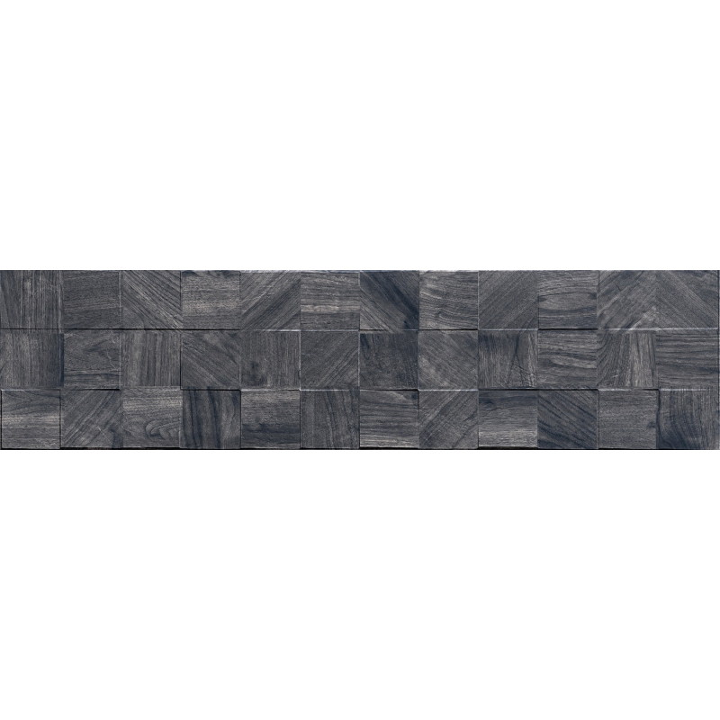 Mexen Riga Lyon Black čierny rektifikovaná G1, drevený obkladový kachliček 120 x 30 cm, matná - TL713-120-030-50