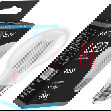 Mexen Vintis LED žiarovka filament E27, A60, 4W, 55 lm, červená - L150-E27-04XX-45