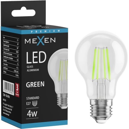 Mexen Vintis LED vláknová žiarovka E27, A60, 4W, 55 lm, zelená - L150-E27-04XX-46