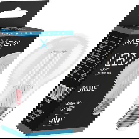 Mexen Vintis Žiarovka filament LED E27, A60, 4W, 55 lm, modrá - L150-E27-04XX-47