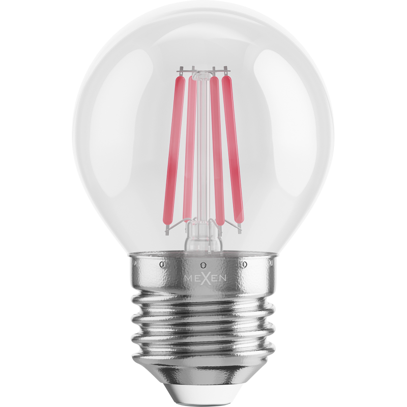 Mexen Vintis Žiarovka filament LED E27, G45, 4W, 55 lm, červená - L156-E27-04XX-45