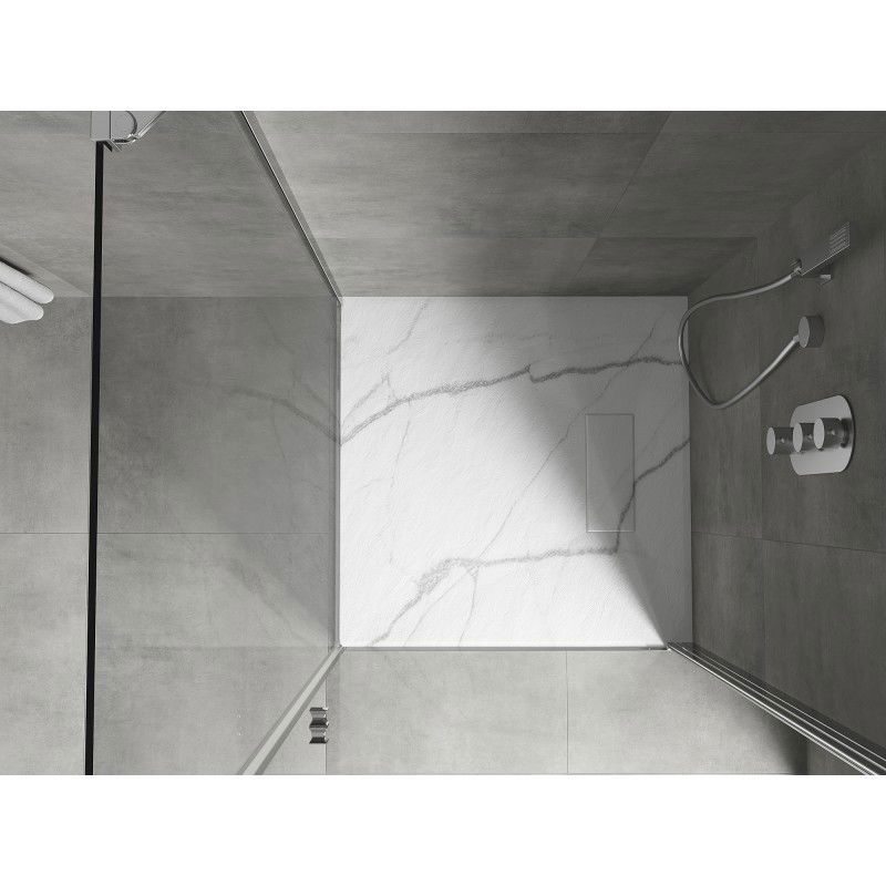 Mexen Hugo štvorecový sprchový kút SMC 70 x 70 cm, biely kameň - 42157070