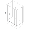 Mexen Exo-3S sprchová kabína trojstranná posuvná 200 x 90 cm, transparentná, chróm - 8152-200-090-01-00-3S