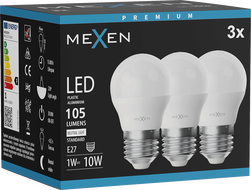 Mexen Nova 3x LED žiarovka E27, G45, 1W, Neutrálna - 4000K, 105 lm - L101-E27-0140-01x03