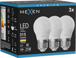 Mexen Nova 3x LED žiarovka E27, G45, 3W, Teplá - 3000K, 315 lm - L101-E27-0330-01x03