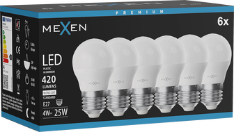 Mexen Nova 6x LED žiarovka E27, G45, 4W, Neutrálna - 4000K, 420 lm - L101-E27-0440-01x06