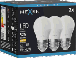Mexen Nova 3x LED žiarovka E27, G45, 5W, Teplá - 3000K, 525 lm - L101-E27-0530-01x03