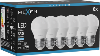 Mexen Nova 6x Žiarovka LED E27, G45, 6W, Studená - 6500K, 630 lm - L101-E27-0665-01x06