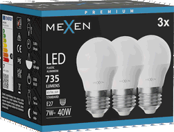 Mexen Nova 3x LED žiarovka E27, G45, 7W, Neutrálna - 4000K, 735 lm - L101-E27-0740-01x03
