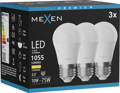 Mexen Nova 3x LED žiarovka E27, G45, 10W, Teplá - 3000K, 1055 lm - L101-E27-1030-01x03
