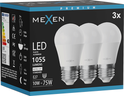 Mexen Nova 3x LED žiarovka E27, G45, 10W, Neutrálna - 4000K, 1055 lm - L101-E27-1040-01x03