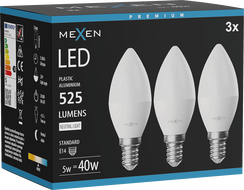 Mexen Nova 3x Žiarovka LED E14, C37, 5W, Neutrálna - 4000K, 525 lm - L102-E14-0540-01x03