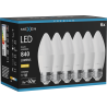 Mexen Nova 6x LED žiarovka E27, C37, 8W, Teplá - 3000K, 840 lm - L102-E27-0830-01x06