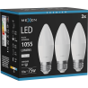 Mexen Nova 3x LED žiarovka E27, C37, 10W, Neutrálna - 4000K, 1055 lm - L102-E27-1040-01x03