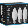 Mexen Nova 3x LED žiarovka E27, C37, 10W, Studená - 6500K, 1055 lm - L102-E27-1065-01x03