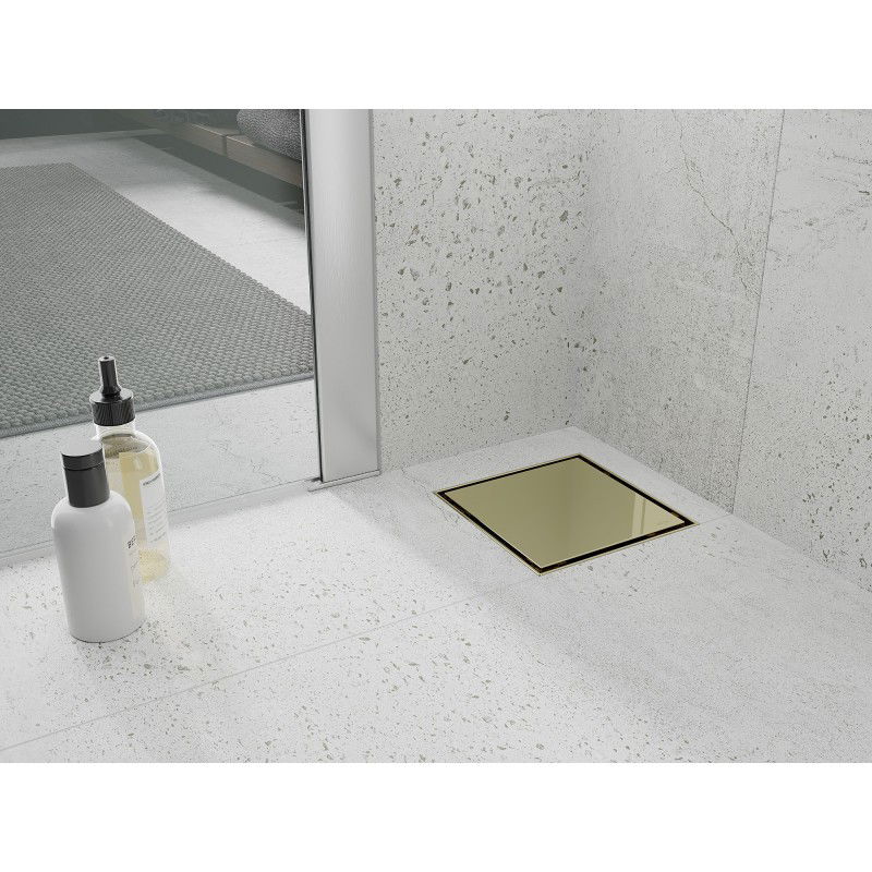 Mexen Flat-Q M13 podlahový vpust štvorcový 15 x 15 cm, zlatý - 1510015