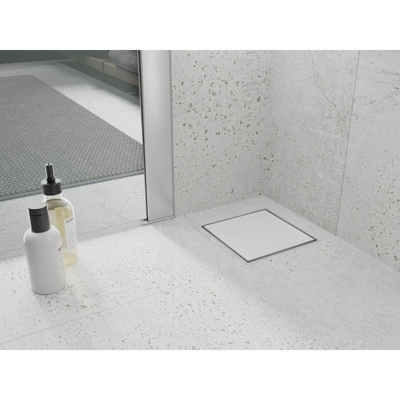 Mexen Flat-Q M13 podlahový vpust štvorcový 15 x 15 cm, biely - 1210015