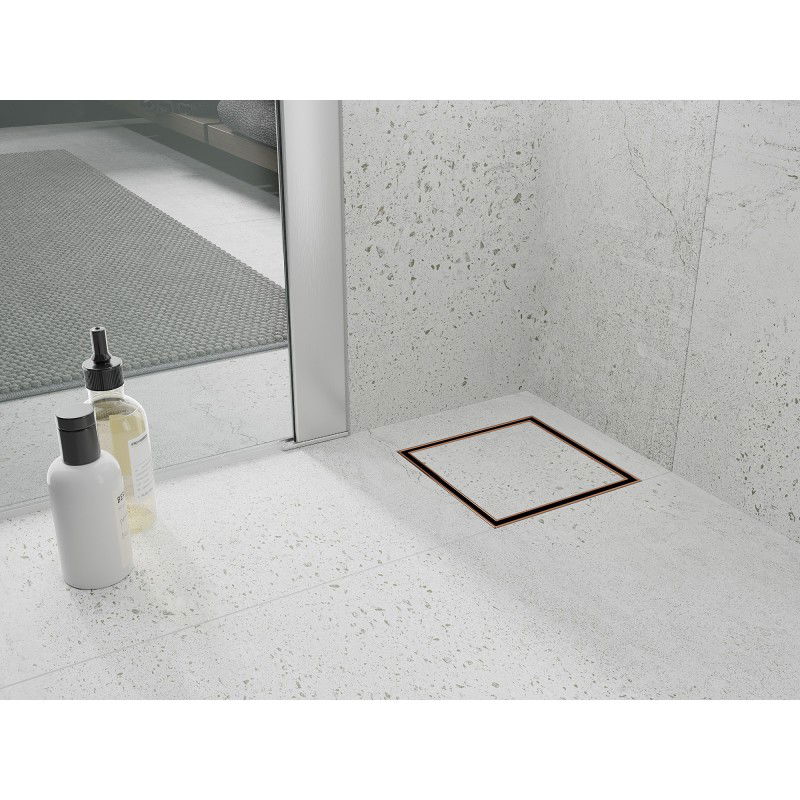 Mexen Flat-Q M13 štvorcový podlahový vpust 15 x 15 cm, ružové zlato - 1610015